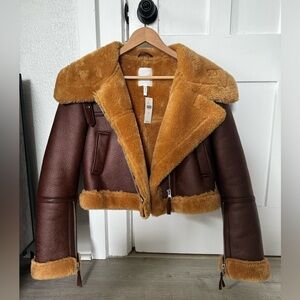 Anthropologie Cropped Faux Fur Jacket